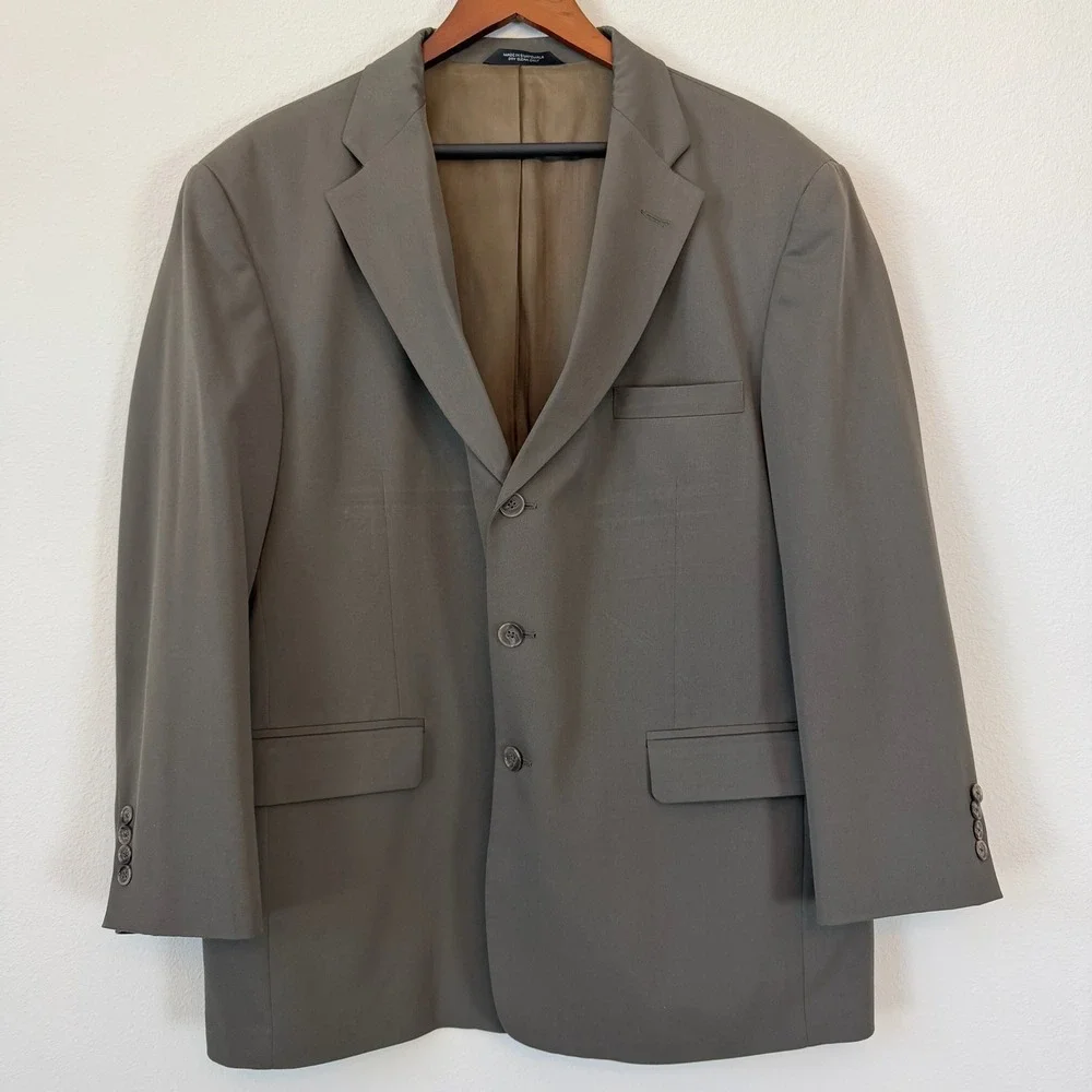 Haggar Black‎ Label Blazer Mens 46R Brown Wool Blend 3 Button Sport Coat Jacket